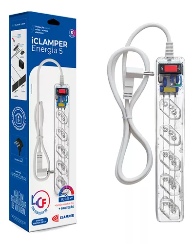 FILTRO DE LINHA + DPS ICLAMPER ENERGIA 5, 5 TOMADAS, BIVOLT, TRANSPARENTE - 21516