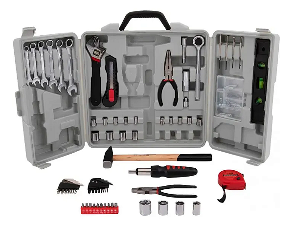 KIT DE FERRAMENTAS 160 PECAS CINZA NA