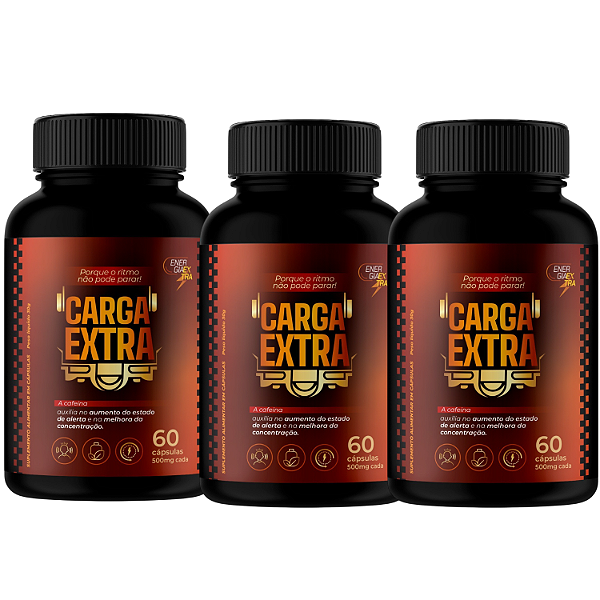 Kit 3 Frasco Suplemento Energetico CARGA EXTRA 60 CAPS 500MG