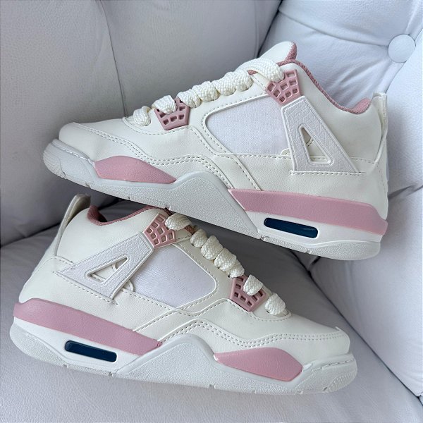 👟 Tênis Air Jordan 4 Retro Feminino Branco e Rosa – Premium, Conforto e Estilo Exclusivo