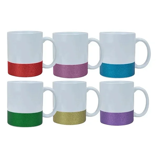 Caneca com Faixa de Glitter - 325ml