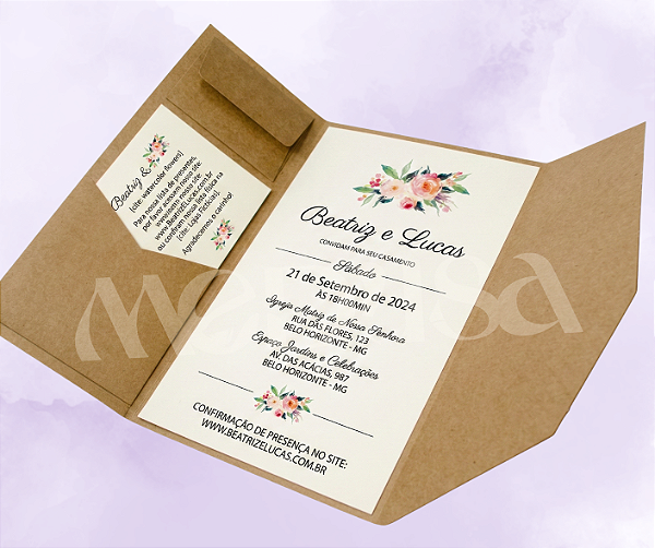 Convite em Papel Kraft com Abas