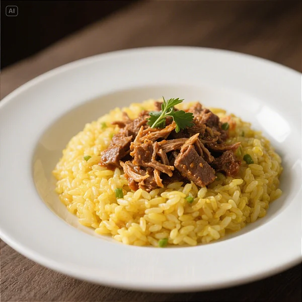 Risoto Integral de Açafrão e Ragu de Carne (397 Calorias, 46g de Proteínas, 300g) EDIÇÃO LIMITADA