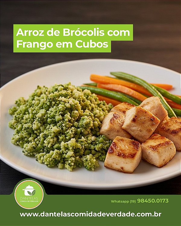 Arroz de Brócolis com Frango em Cubos
