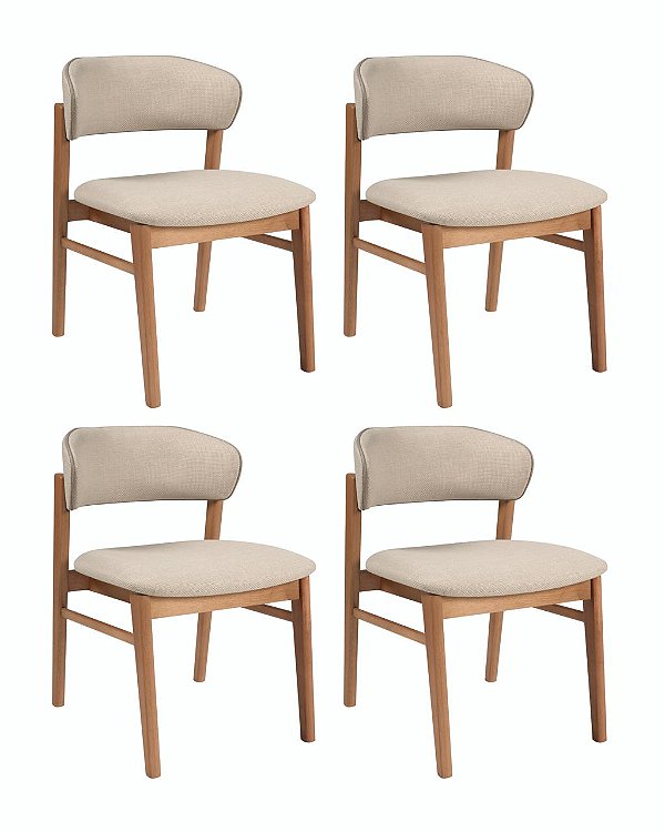 Kit 4 Cadeiras Charlotte (Amêndoa 553  / Debrum 549)