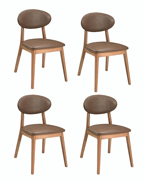 Kit 4 Cadeiras Brisa (Amêndoa 551)