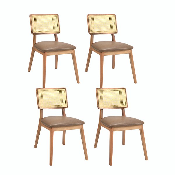 Kit 4 Cadeiras Telinha Lua (Amêndoa/Assento Couríssimo 551)