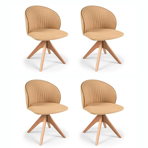 Kit 4 Cadeiras Sofia Giratória (Amêndoa / 921 / Debrum 910)