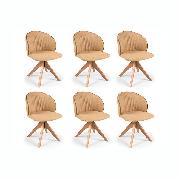 Kit 6 Cadeiras Sofia Giratória (Amêndoa / 921 / Debrum 910)