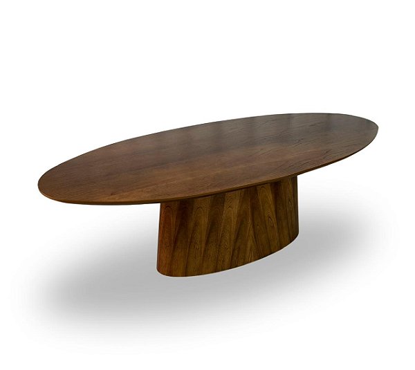 Mesa Geórgia Tampo Laminado Oval (Canela)