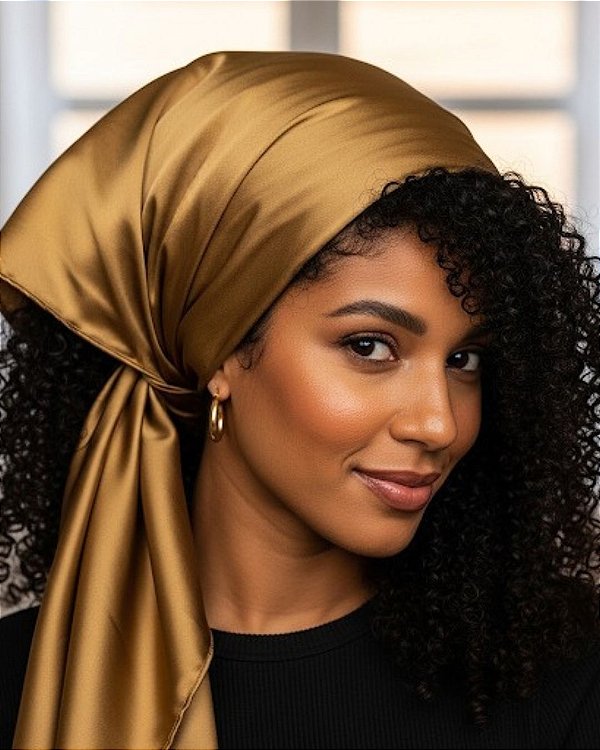 Lenço Dourado Luxo para Cabelos e Pescoço| Coleção Débora