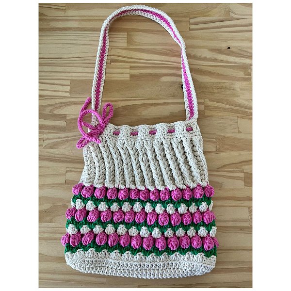 Bolsa Tote Boho em Crochê com Ponto Tulipa e Forro