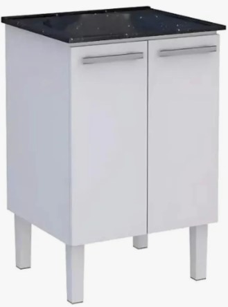 Gabinete de Aço com Tanque sintético 60x50 preto - Cozimax
