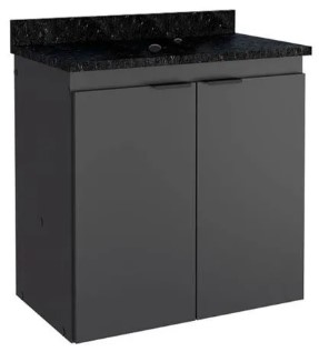 Kit toucador de banheiro, Madeira, Cinza 60cm Modelo ASTER, Tampo em granito - Cozimax