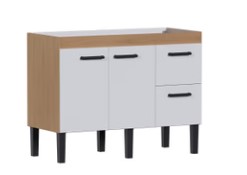Gabinete Cozinha Madeira 1,20 metros Modelo SABIA na cor Jequitiba/Branco - Cozimax