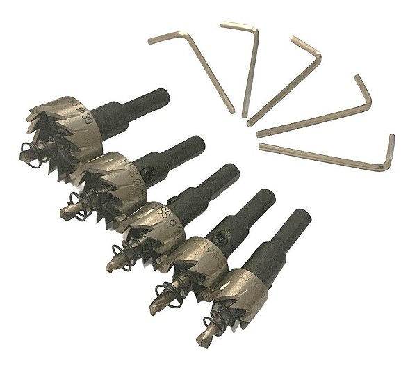 Kit 5 Brocas Serra Copo Fura Metal Aço 16/18,5/20/25/30mm