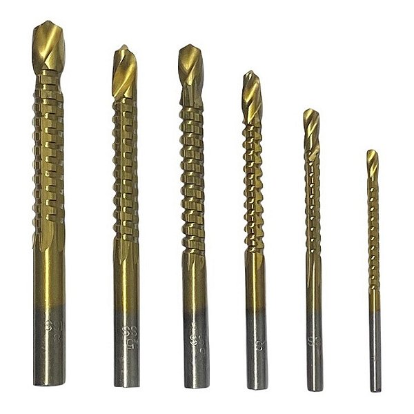 Kit 6 Brocas Espiral Corte Lateral Madeira Plástico Metal