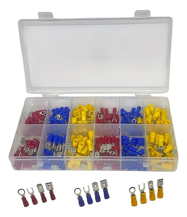 Kit 240 Pçs Terminais Elétricos Olhal, Garfo, Macho E Fêmea
