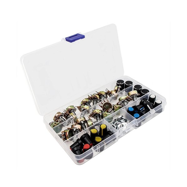 Kit 20 Potenciômetros Linear c/ Knob 5k até 100k ohm