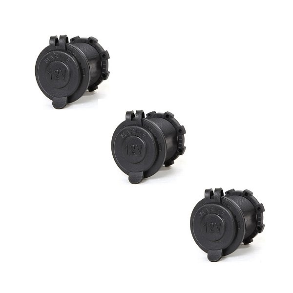 Kit 3 Tomada Náutica Marinizada 12v Tipo Acendedor p/ Barco