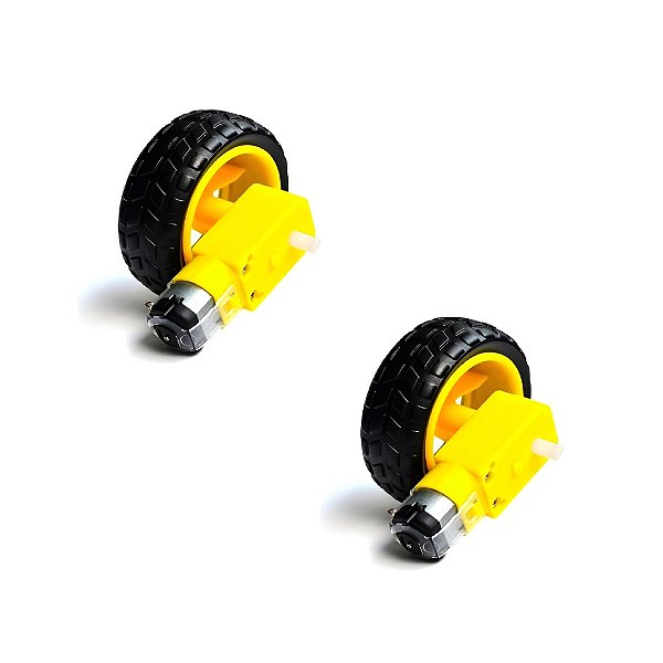 Kit 2 Roda Pneu Motor Redução DC 3 A 6v Robótica Arduino