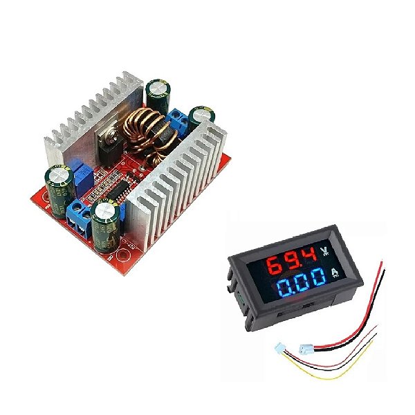 Kit Regulador Tensão Dc Step UP 10v A 60v 400w 15A + Voltímetro Digital