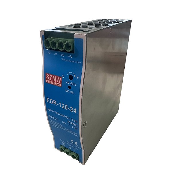 Fonte Chaveada 24V 5A 120W Proteção Curto EDR-120-24