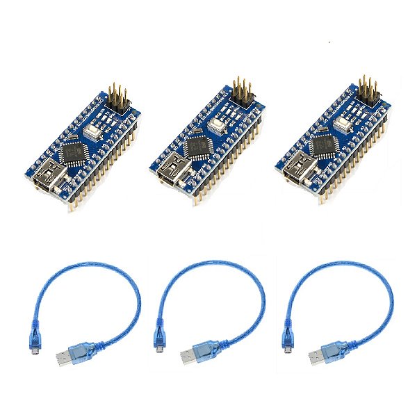 Kit 3 Arduino Nano Compatível V3 Atmega328 Soldado C/ Cabo
