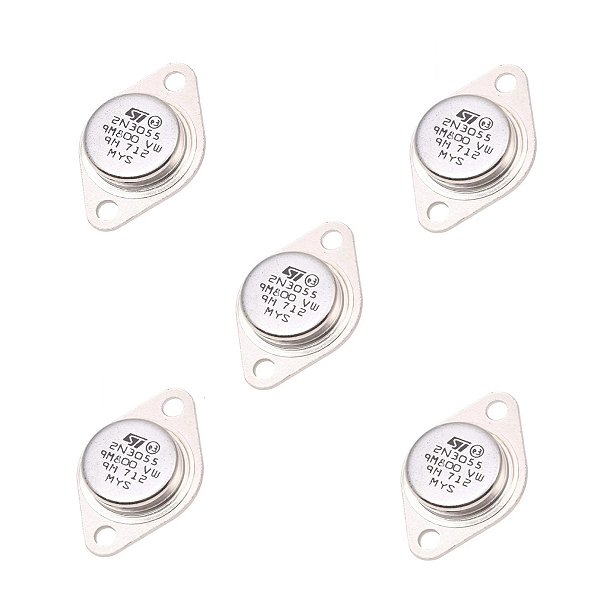 Kit 5 Transistor De Potência 2N3055 60v 15A NPN TO-3 Fonte