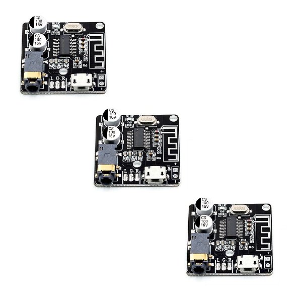 Kit 3 Mini Modulo Placa Receptor Áudio Bluetooth 5.0