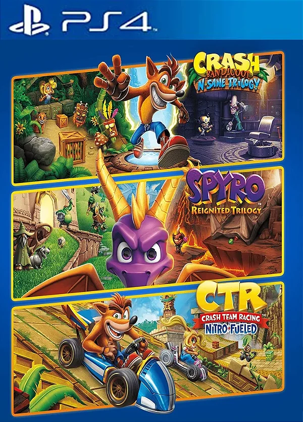 Pacote Triplo Crash + Spyro PS4 Mídia Digital