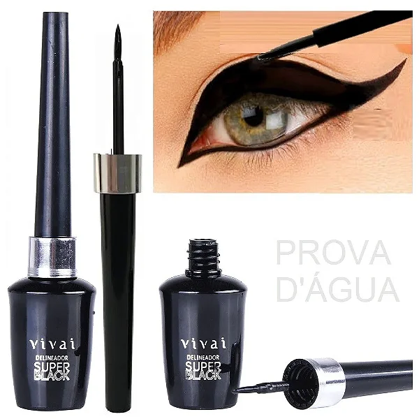 Delineador Vivai  Preto Super Black A Prova D' Água