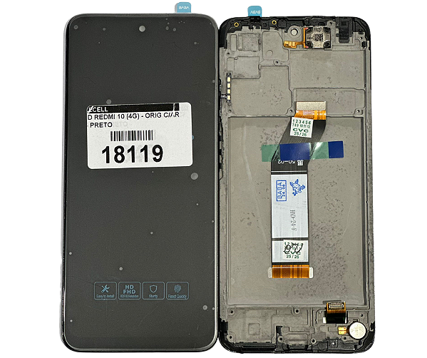 FRONTAL DISPLAY REDMI 10 (4G) - ORIGINAL SVC/ VZER C/ARO - PRETO