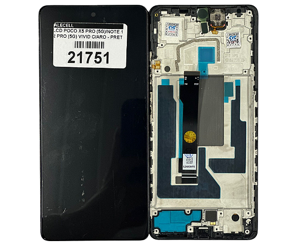 FRONTAL DISPLAY POCO X5 PRO (5G)/NOTE 12 PRO (5G) VIVID C/ARO - PRETO
