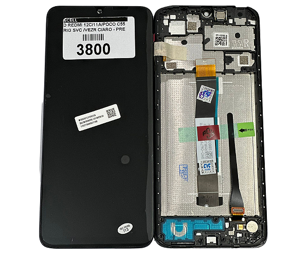 FRONTAL DISPLAY REDMI 12C/11A/POCO C55 - ORIG SVC /VEZR C/ARO - PRETO