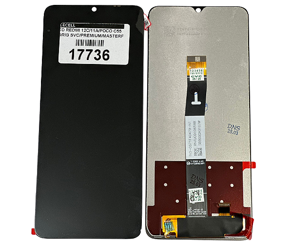 FRONTAL DISPLAY REDMI 12C/11A/POCO C55 - ORIGINAL S/ARO - PRETO