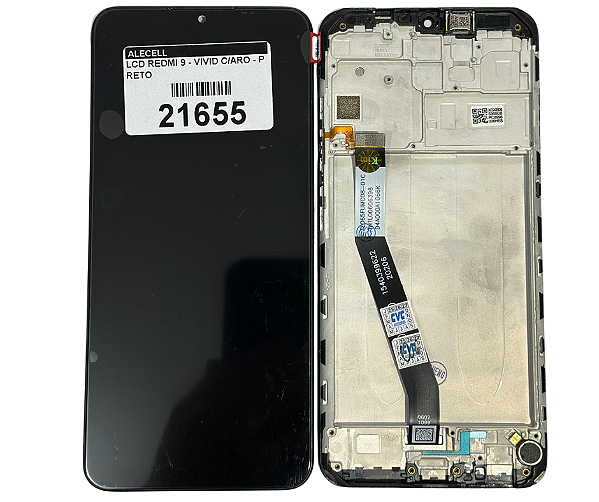 FRONTAL DISPLAY REDMI 9 - VIVID C/ARO C/ COMPONENTES - PRETO
