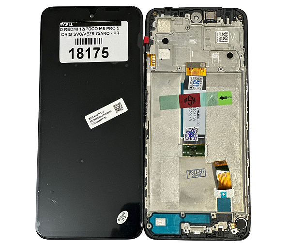 FRONTAL DISPLAY REDMI 12/POCO M6 PRO 5G - ORIG SVC/VEZR C/ARO - PRETO