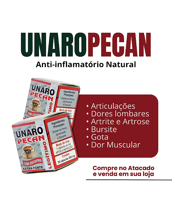 Unaro Pecan 30 capsulas Revenda no Atacado 12 Unidades