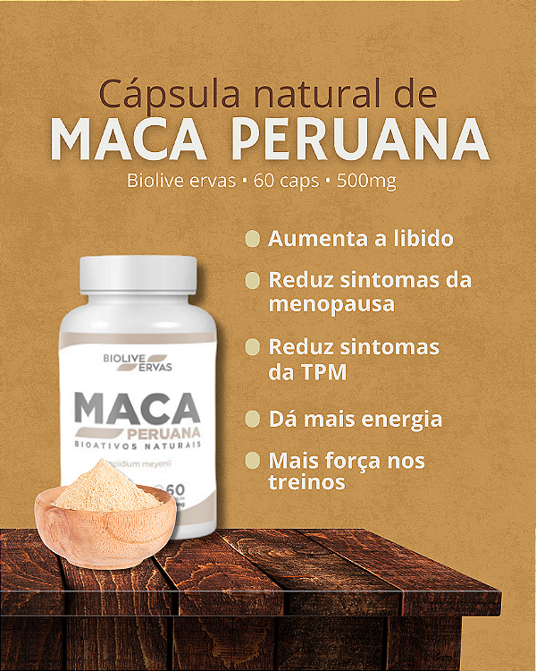 Maca Peruana Biolive Ervas | 60 Capsulas - 500mg