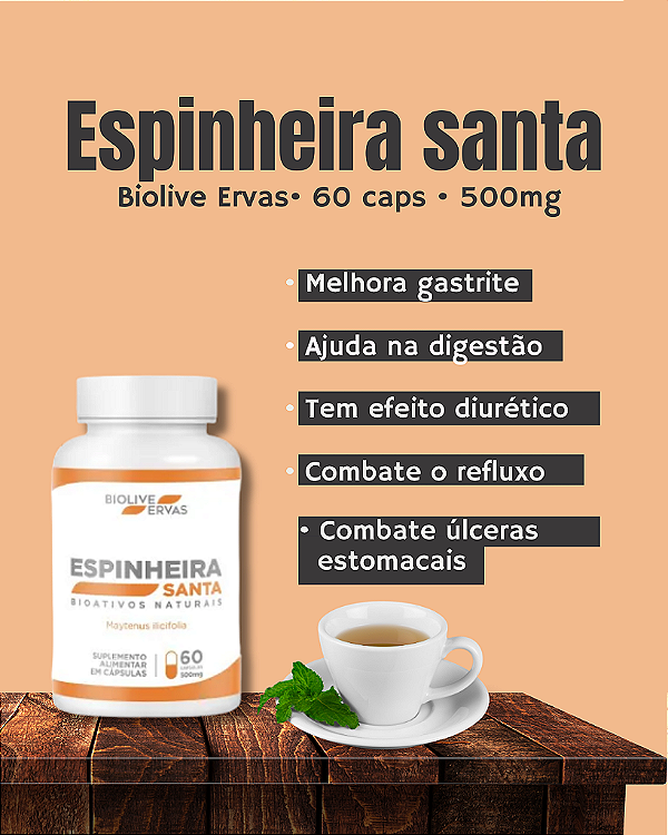 Espinheira Santa Biolive Ervas | 60 Capsulas - 500mg