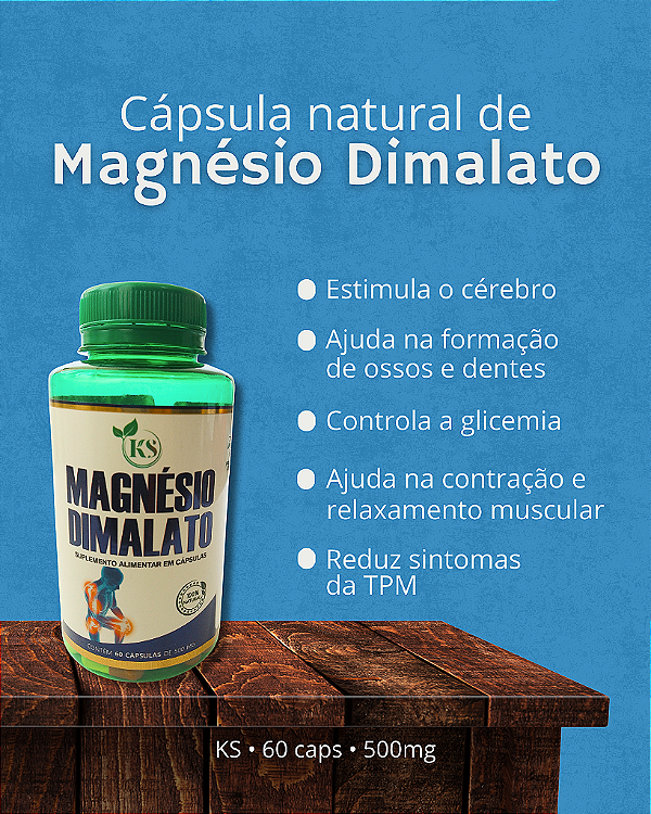 Magnésio Dimalato | 60 Capsulas - 500mg