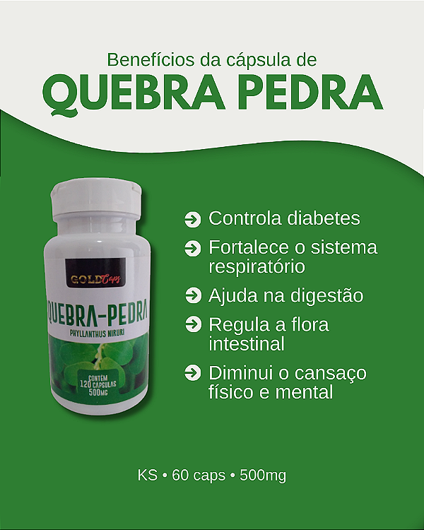 Quebra Pedra Gold Caps | 60 Capsulas - 500mg