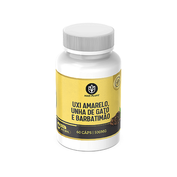 Uxi Amarelo,Unha de Gato e Barbatimão Mais Plant | 60 Capsulas - 500mg