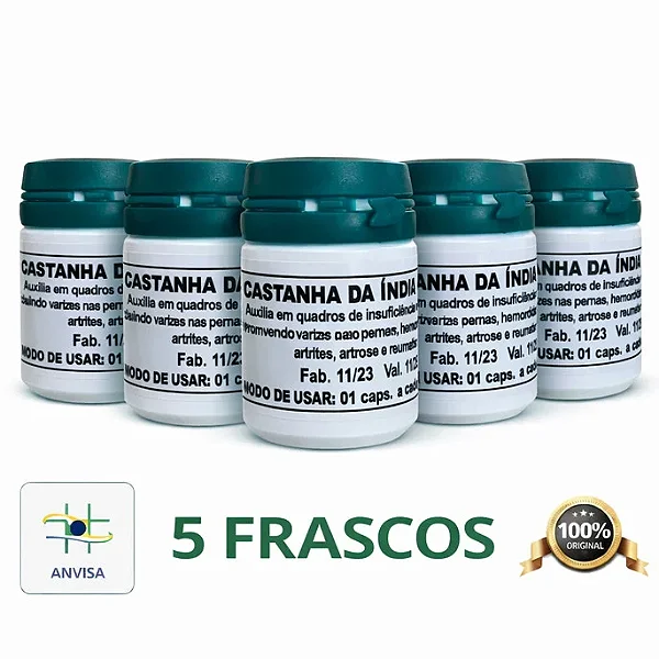 Kit 5 Castanha Caseira da Índia Original | Frete Grátis