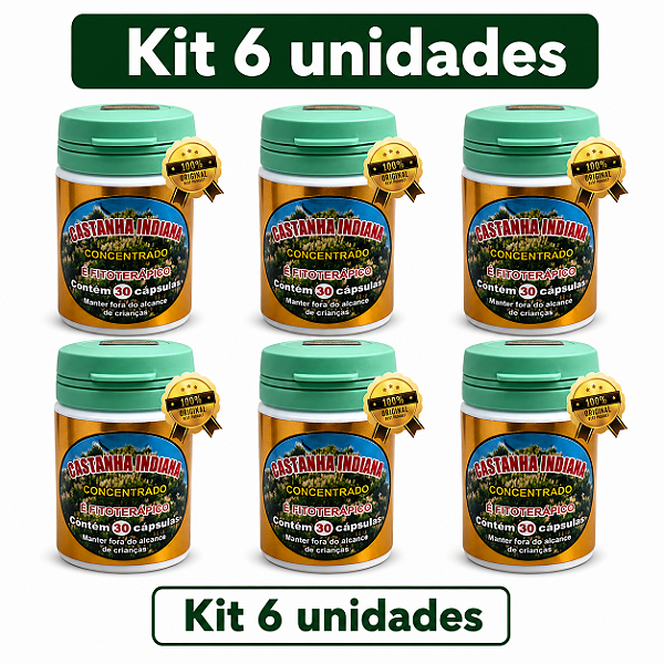 Kit 6 Castanha Indiana Concentrado 30 Cápsulas Frete Grátis