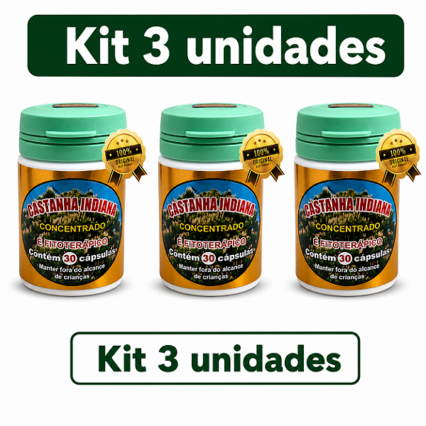 Kit 3 Castanha Indiana Concentrado 30 Cápsulas Frete Grátis