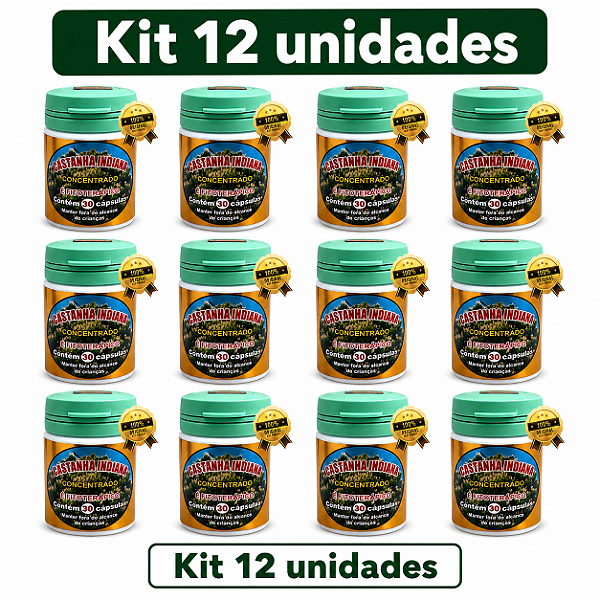 Kit 12 Castanha Indiana Concentrado 30 Cápsulas Frete Grátis