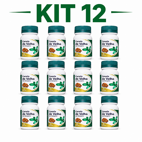 Kit 12 Canela de Velho com Sucupira Original 30 Caps | Frete Grátis