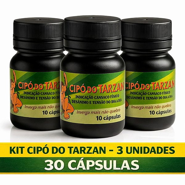Kit 3 Cipó Tarzan Vigor e Disposição 10 Caps Frete Grátis